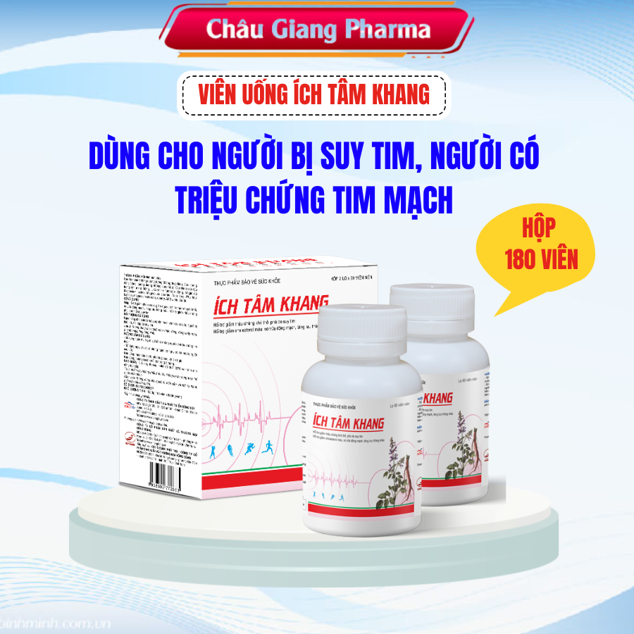 TPBVSK Ích Tâm Khang - Hỗ trợ tăng cường chức năng tim - Hộp 180v